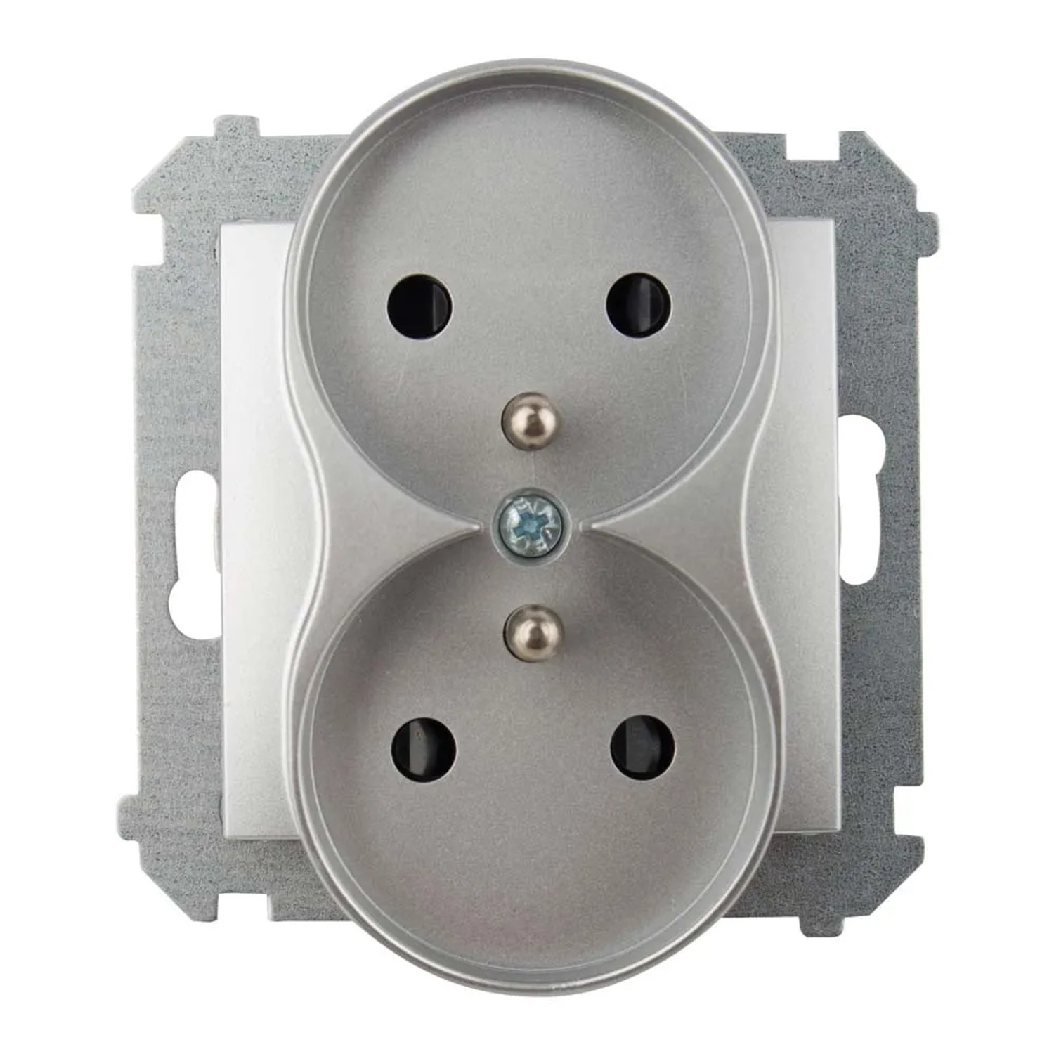 Simon Gniazdo Simon 54 2x2P+Z z przesłoną styków srebrne