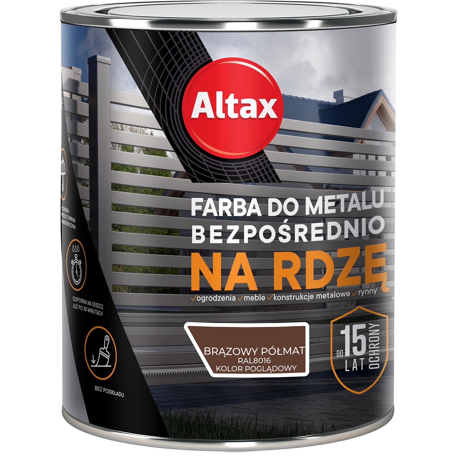 Altax Farba do metalu brązowy półmat 0,75L