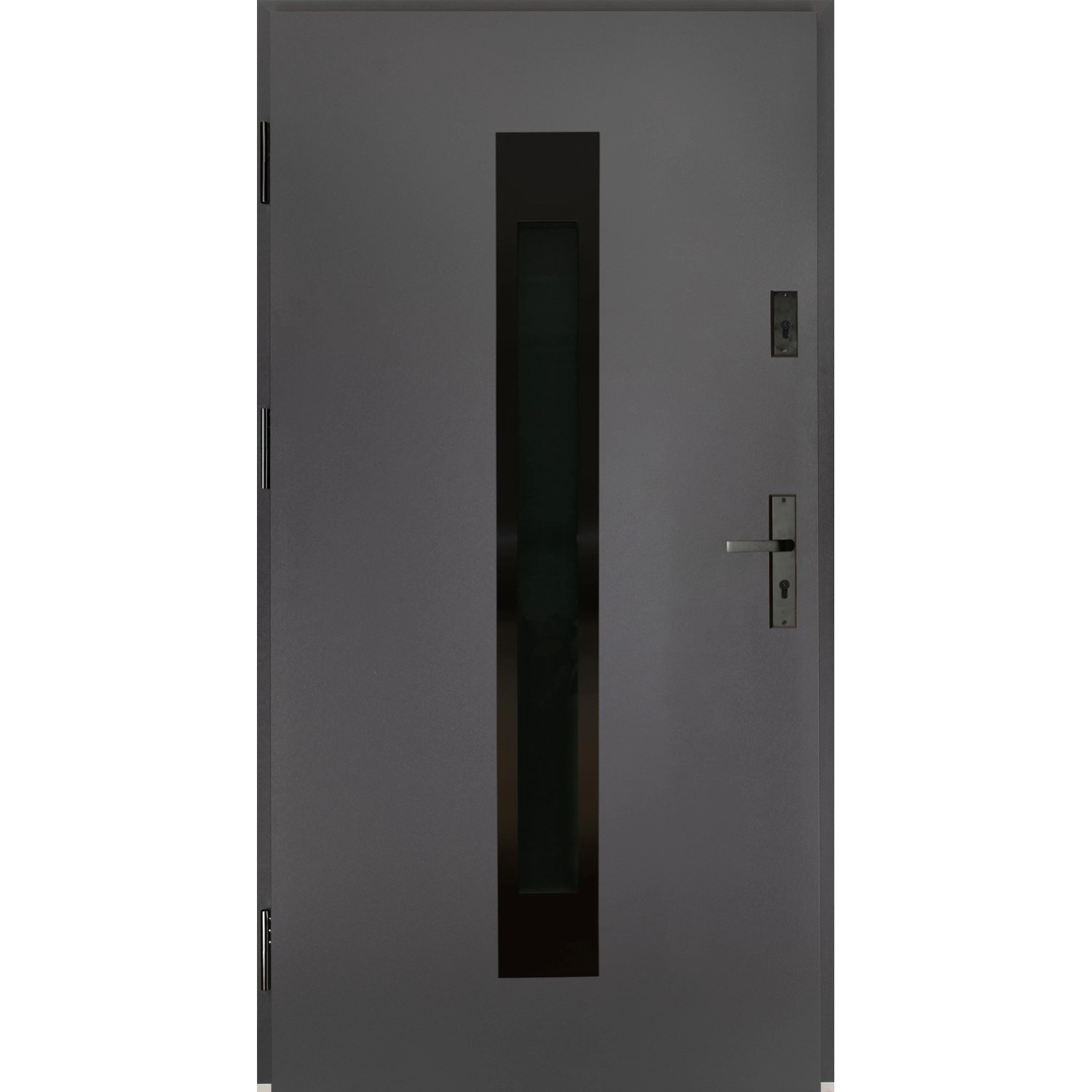 Drzwi zewnętrzne Satis black antra otwierane otwierane na zewnątrz 90L