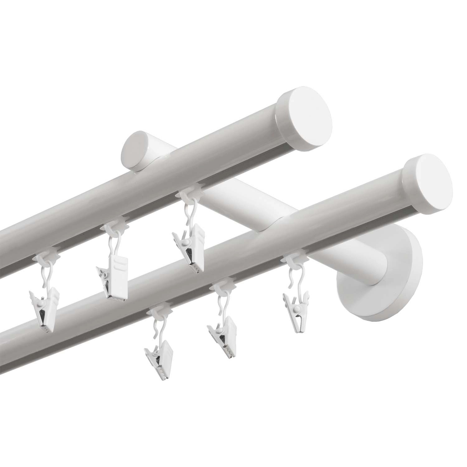 Santim Karnisz szynowy aluminiowy podwójny 200 cm fi 20mm biały