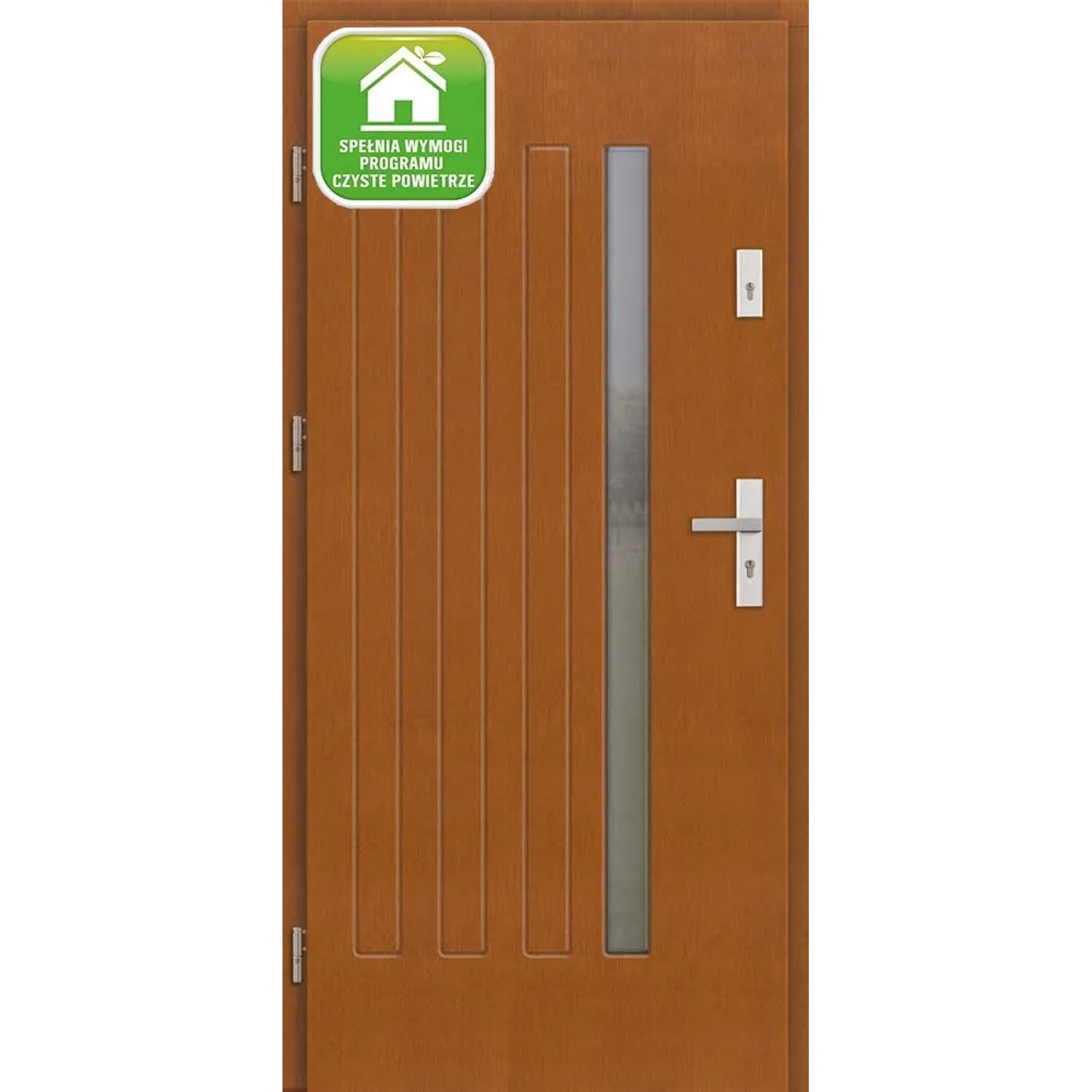 El Prema Drzwi zewnętrzne drewniane Plati złoty dąb 90L