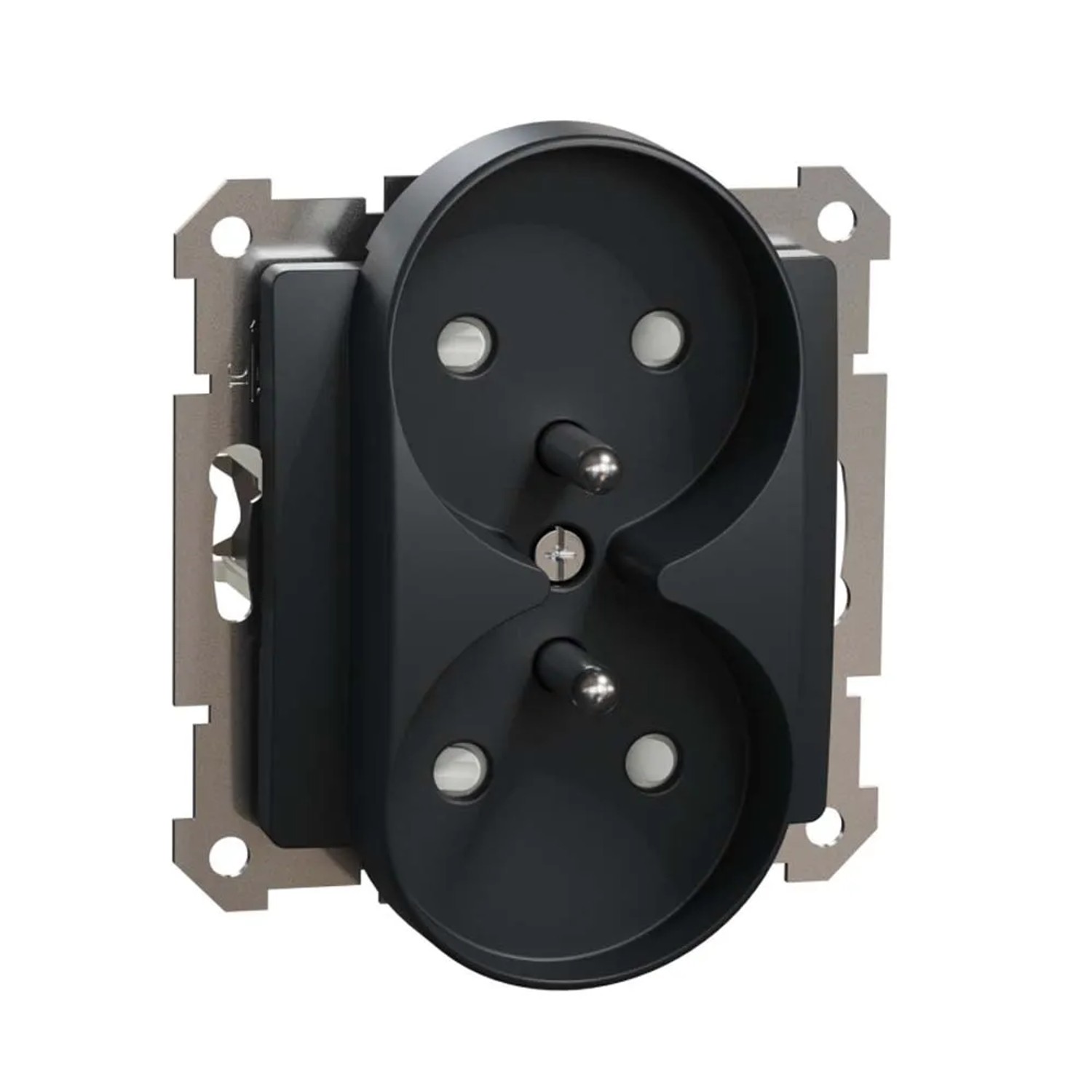 Schneider Electric Gniazdo Sedna D&E podwójne czarne do szklanej ramki