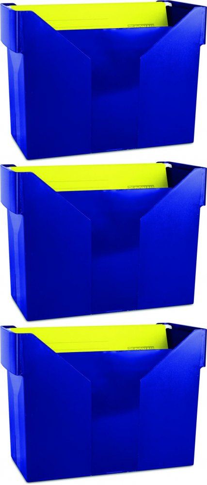 3x Pojemnik na 20 teczek zawieszanych Donau, A4, 330x260x160mm, granatowy