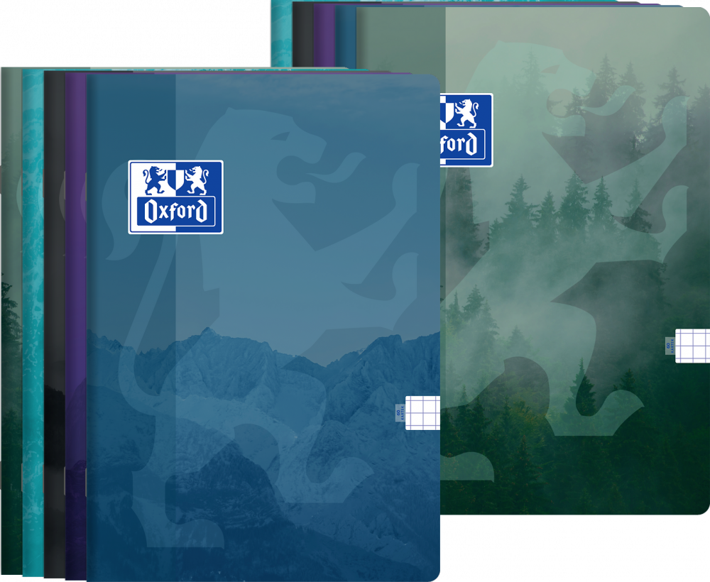 10x Zeszyt w kratkę Oxford Teen, A5, miękka oprawa, 60 kartek, mix wzorów