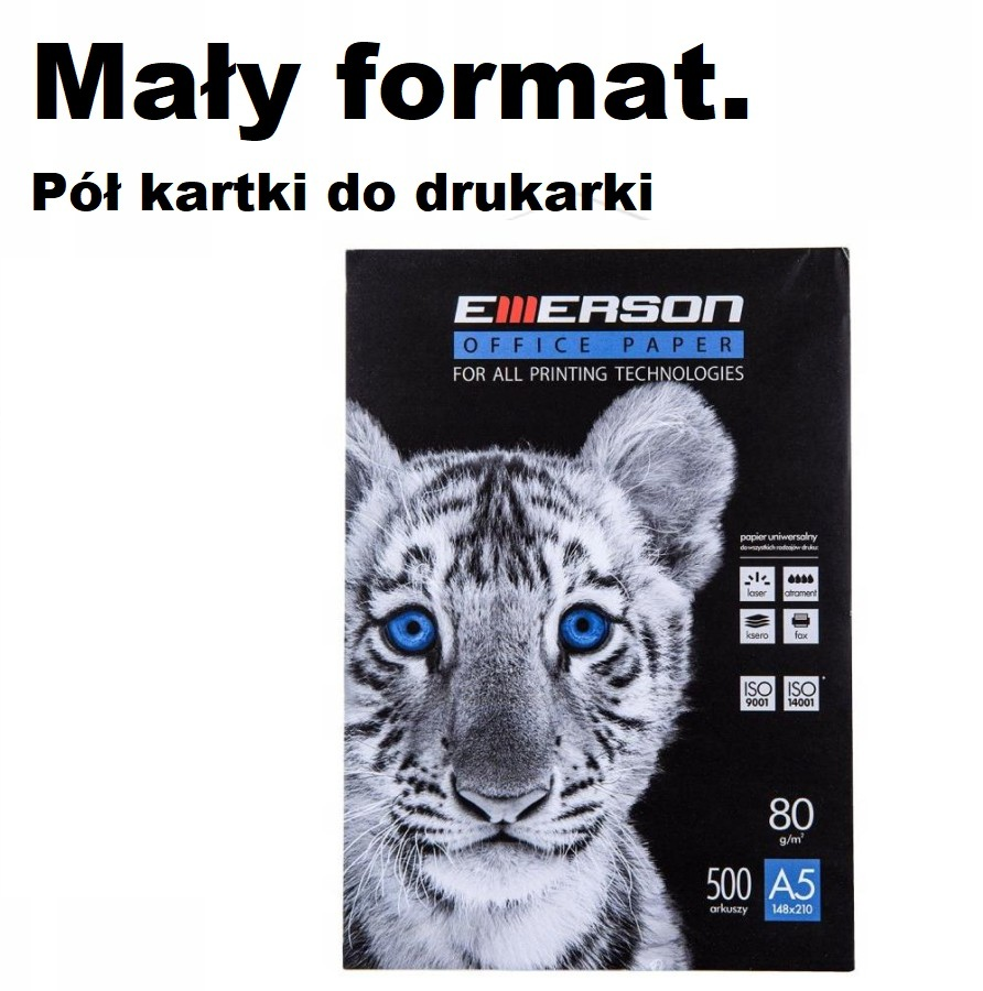 A5 Papier ksero Emerson Office Paper, A5 (1/2 kartki do drukarki), 80g/m2, 500 arkuszy, biały