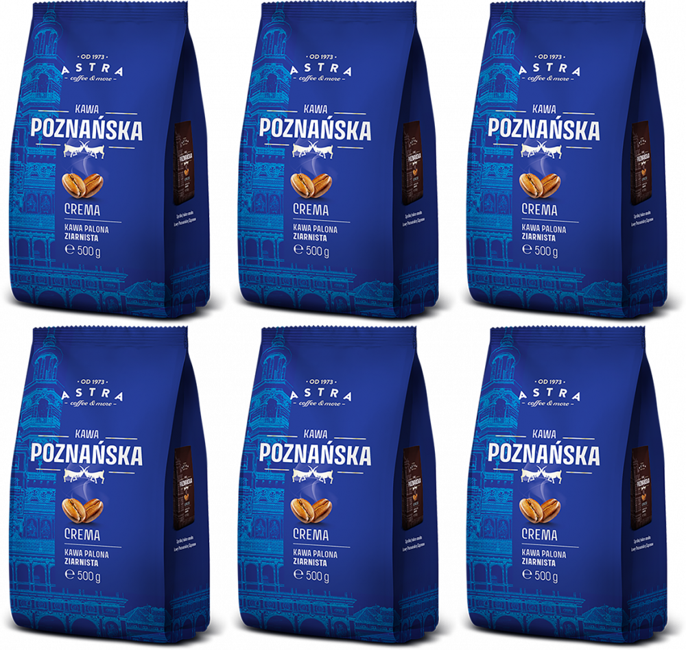 6x Kawa ziarnista Poznańska Crema, 500g