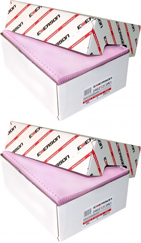 2x Papier do drukarki igłowej (składanka) Emerson, 350 składek, 240mmx12", 1+4 z nadrukiem