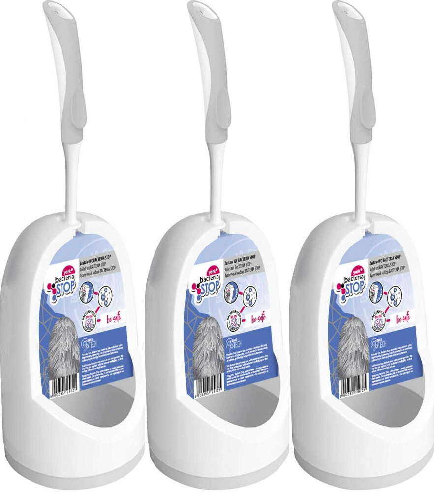 3x Zestaw York bacteria Stop WC Lux, biało-szary