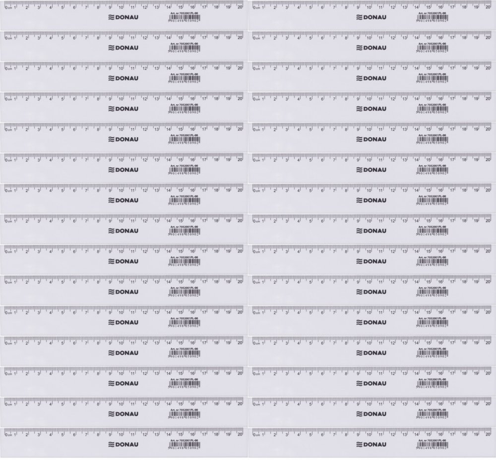 50x Linijka plastikowa Donau, 20cm, transparentny