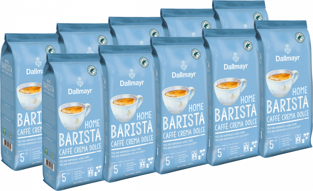 10x Kawa ziarnista Dallmayr Home Barista Crema Dolce, 1kg