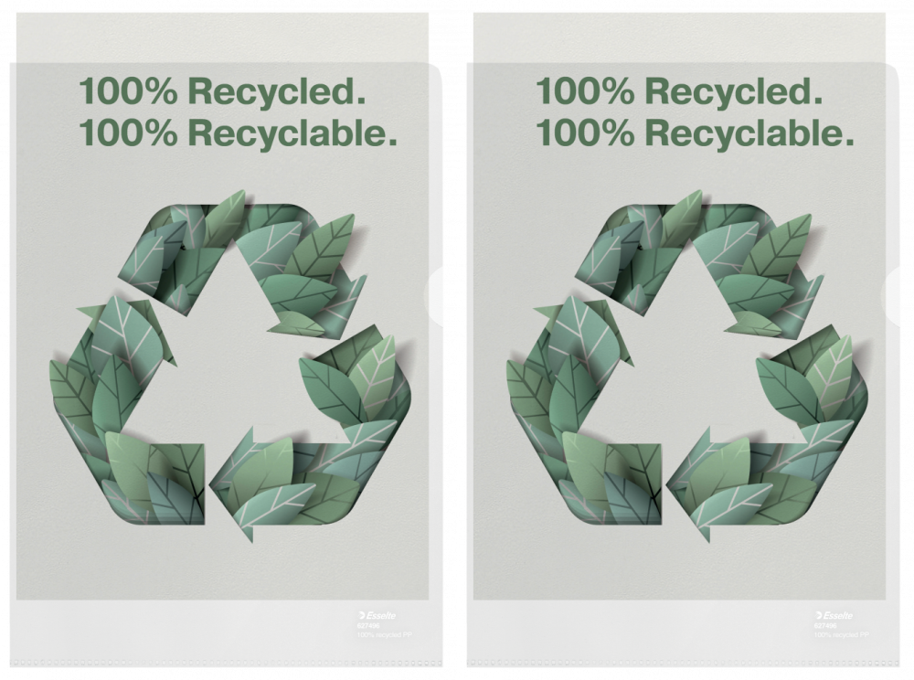 2x Ofertówki groszkowe Esselte Recycled Premium "L", A4, 100μm, 100 sztuk, transparentny
