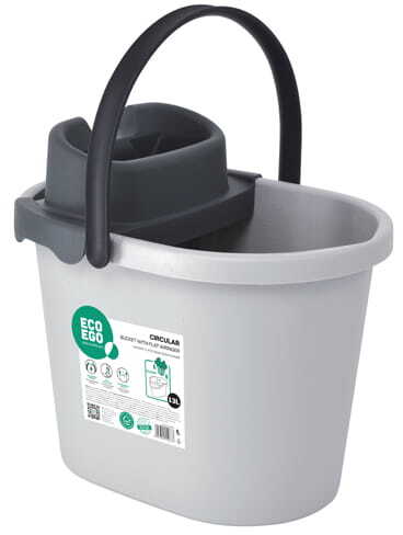 Wiadro Eco Ego Circular, z wyciskaczem płaskim, 13l, szary