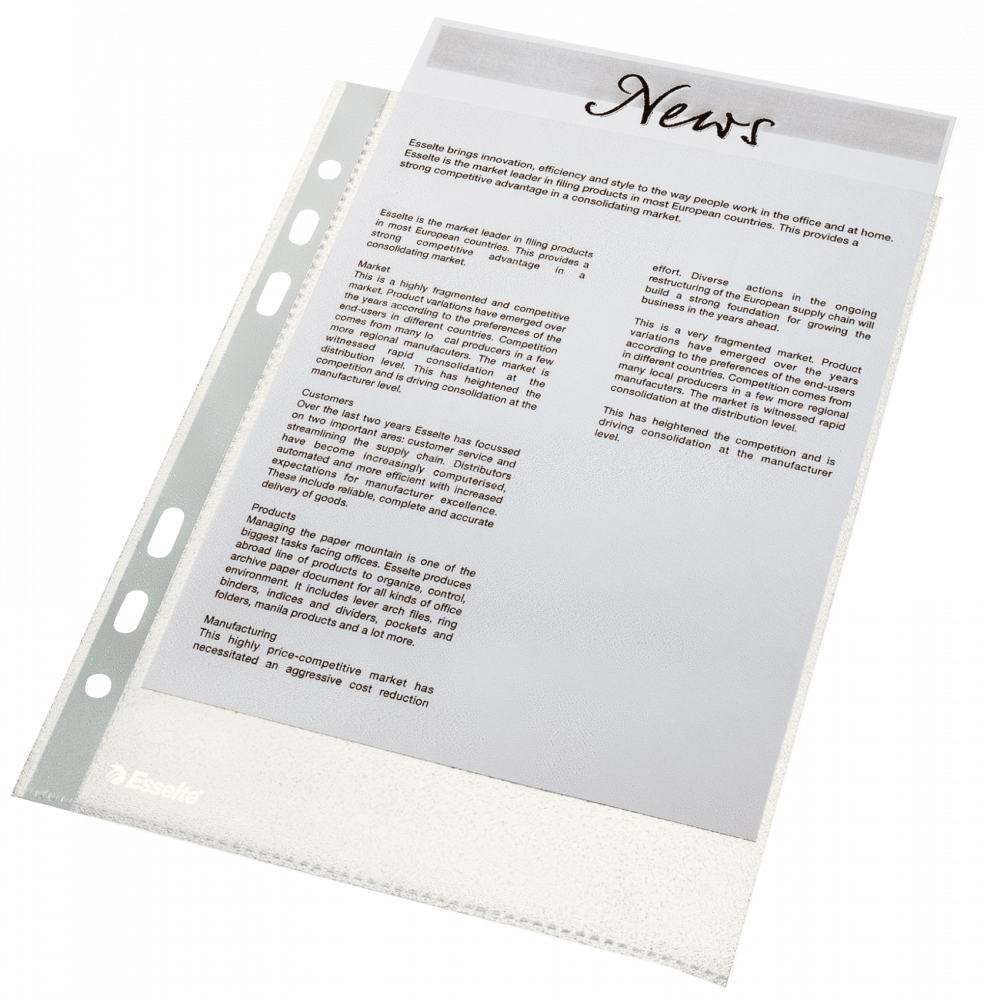 Koszulki groszkowe Esselte, A5, 46μm, 100 sztuk, transparentny