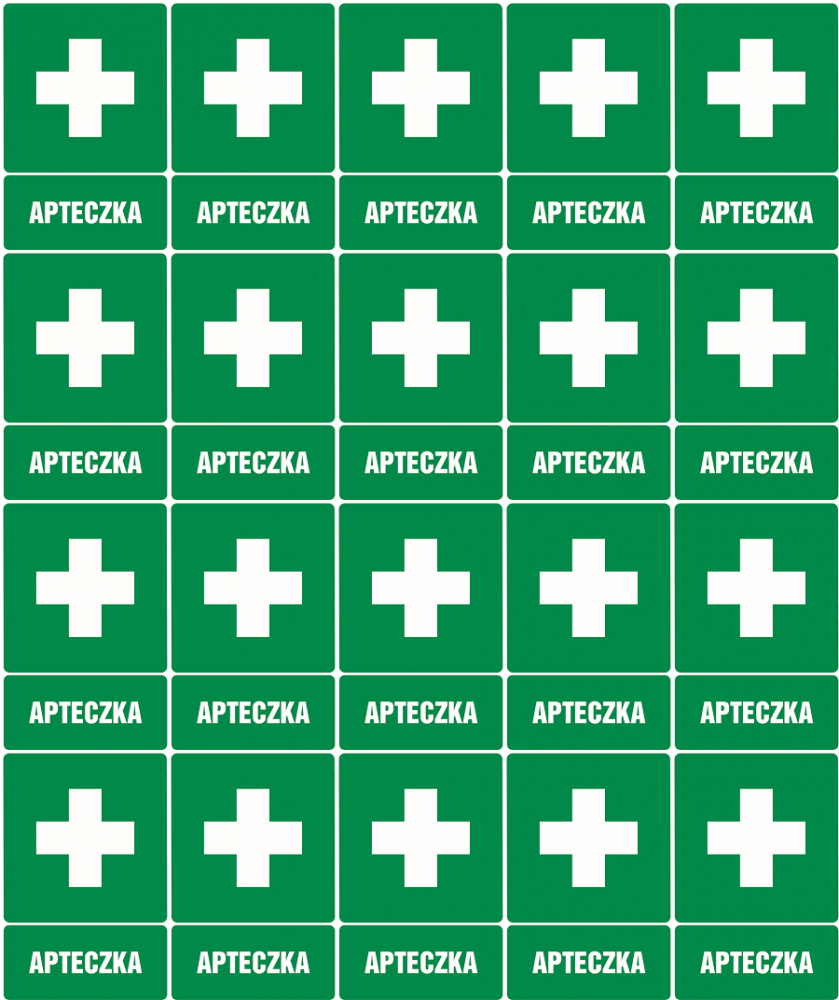 20x Znak informacyjny Anro "Apteczka", płytka PVC, 10x14cm