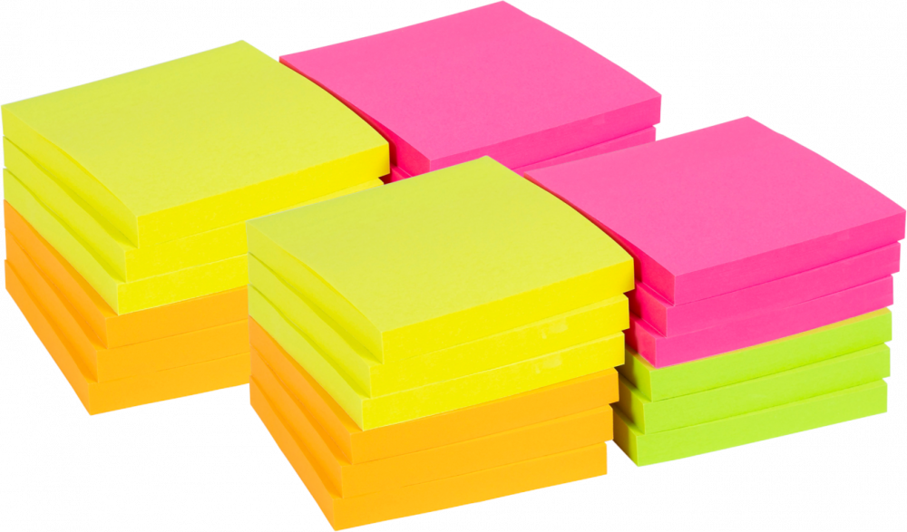 2x Karteczki samoprzylepne Viking, 76x76mm, 12x100 karteczek, mix kolorów neonowych