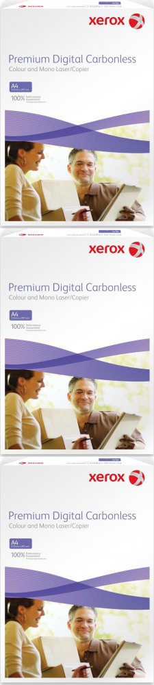 3x Papier samokopiujący do kopiarki/drukarki laserowej Xerox Carbonless 1+2, A4, 80g/m2, 501 arkuszy