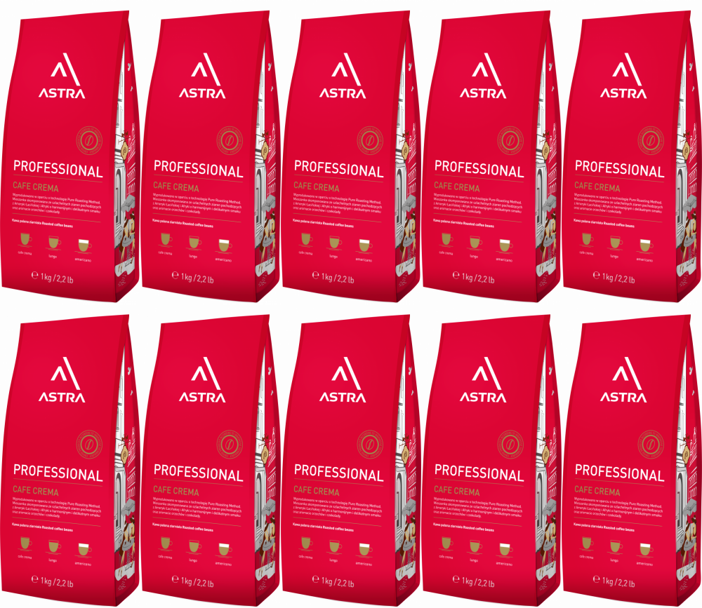 10x Kawa ziarnista Astra Professional Crema, 1kg