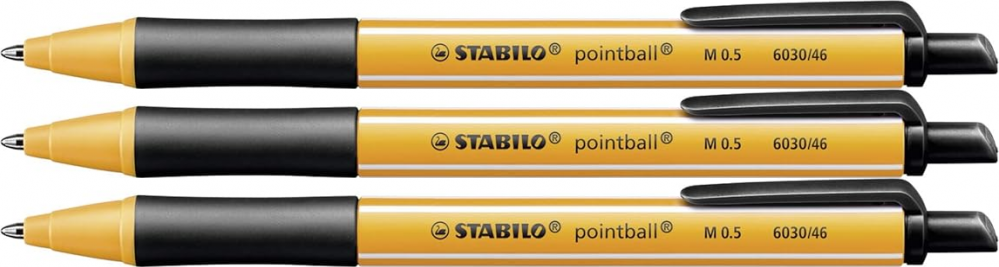 3x Długopis automatyczny Stabilo Pointball 6030/46, czarny