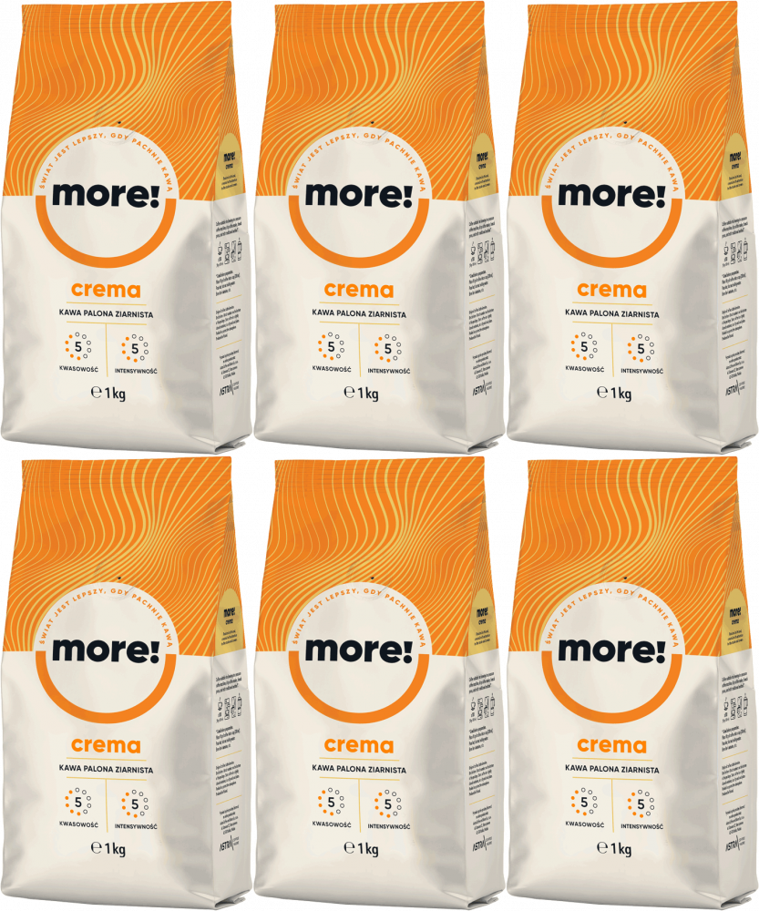 6x Kawa ziarnista Astra More Crema, 1kg