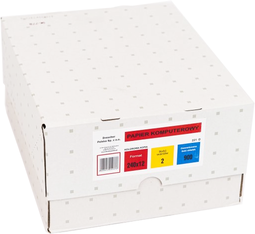 Papier samokopiujący do drukarki igłowej (składanka) Drescher Polska Sp. z o.o., 240mmx12", 1+1 bez nadruku