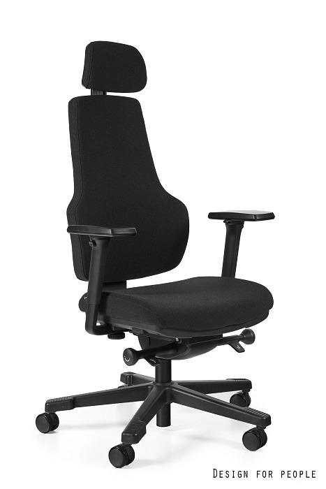 Fotel biurowy N9, ergonomiczny, tkanina, czarny