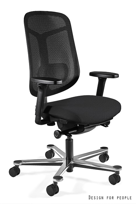 Fotel biurowy GRID M, ergonomiczny, siatka/tkanina, czarny