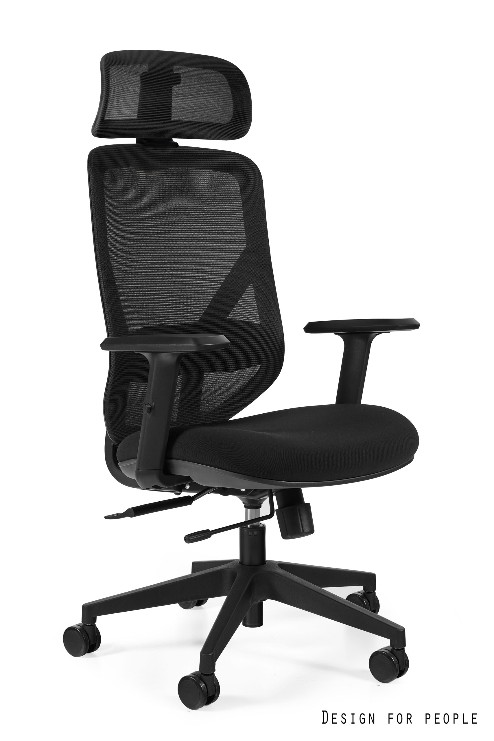 Fotel biurowy HIT, ergonomiczny, siatka/tkanina, czarny