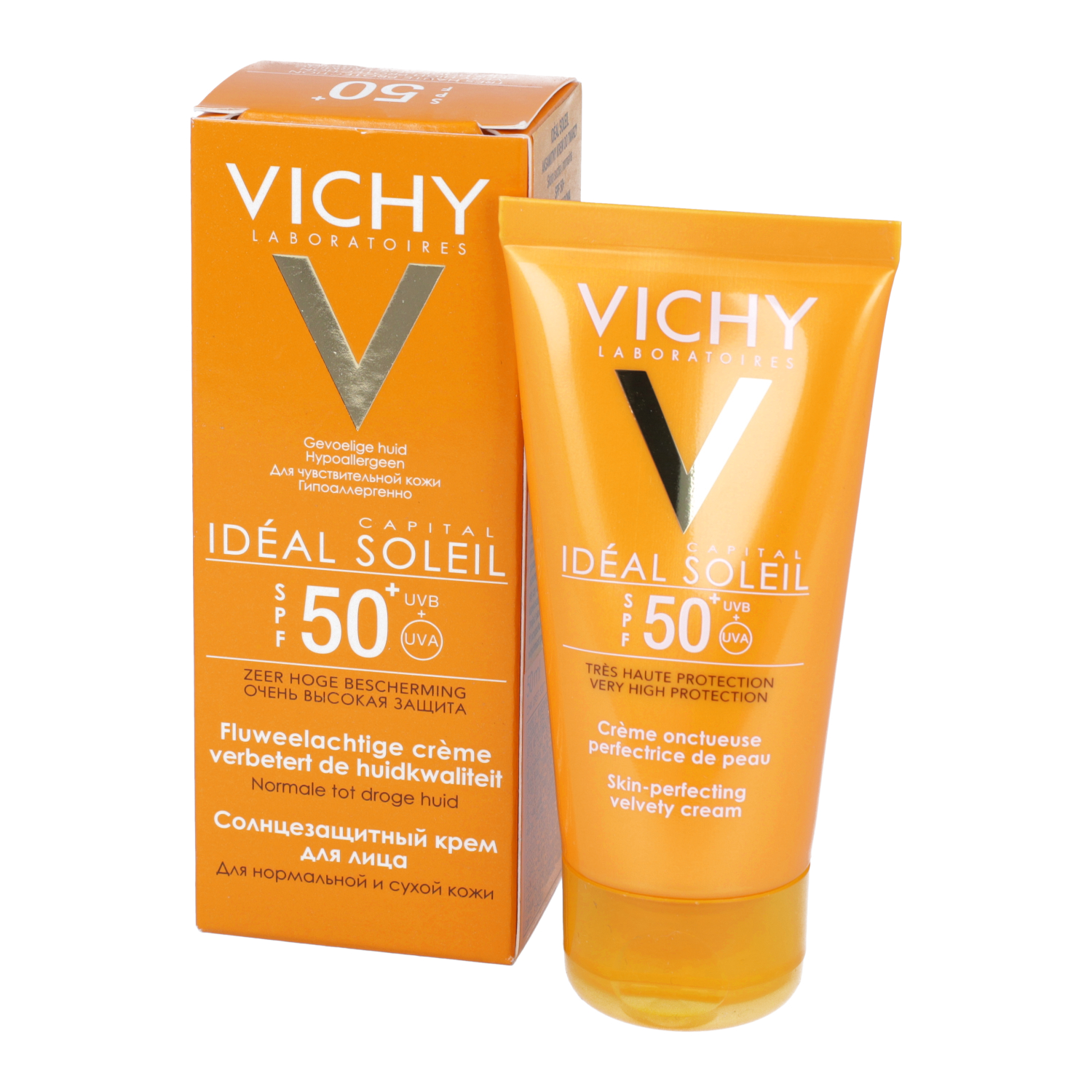 Vichy ideal soleil - aksamitny krem do twarzy z filtrem spf 50+, 50 ml (data ważności: 31.07.2026)