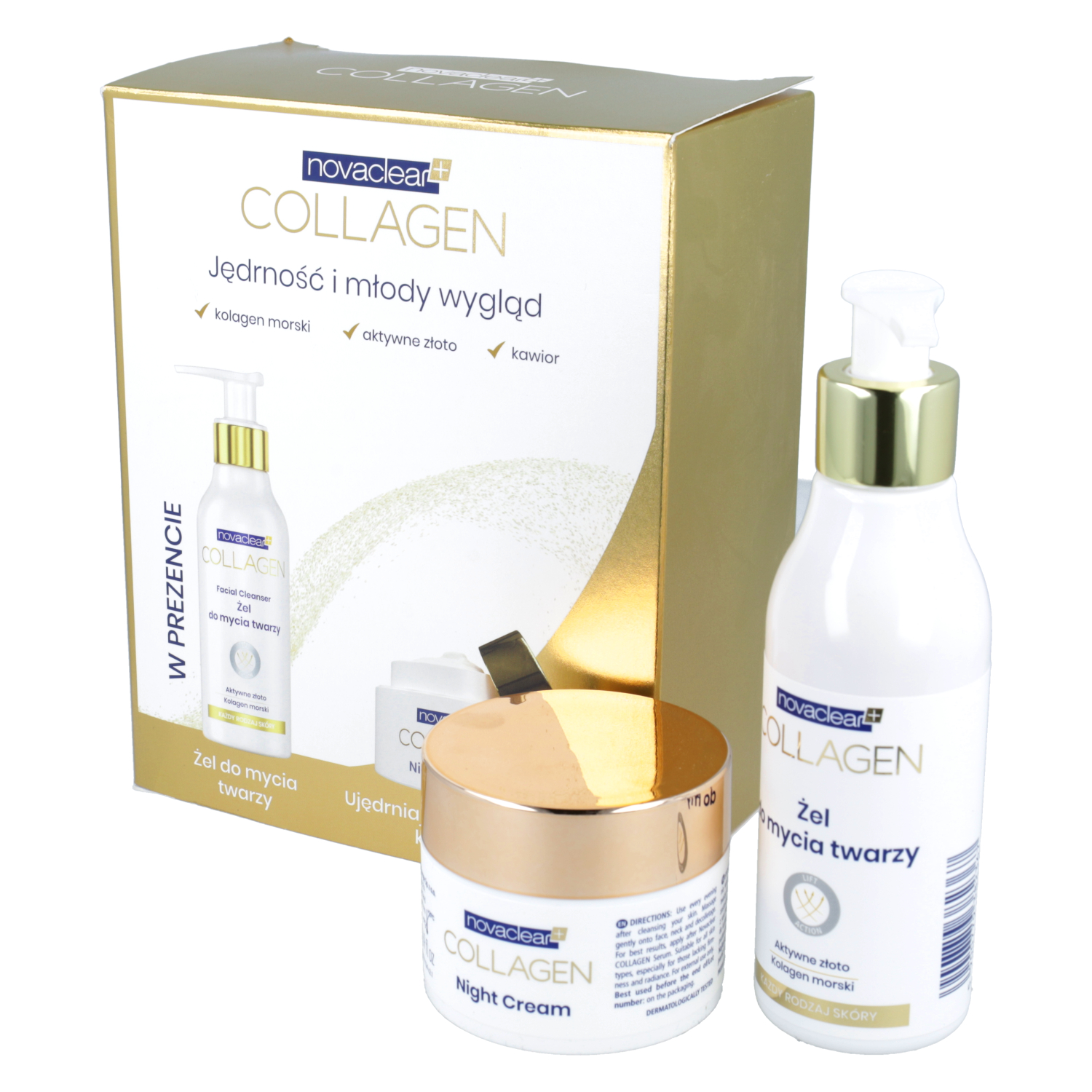 Novaclear collagen- krem na noc + żel do twarzy, 50 ml+150 ml (data ważności: 31.05.2026)