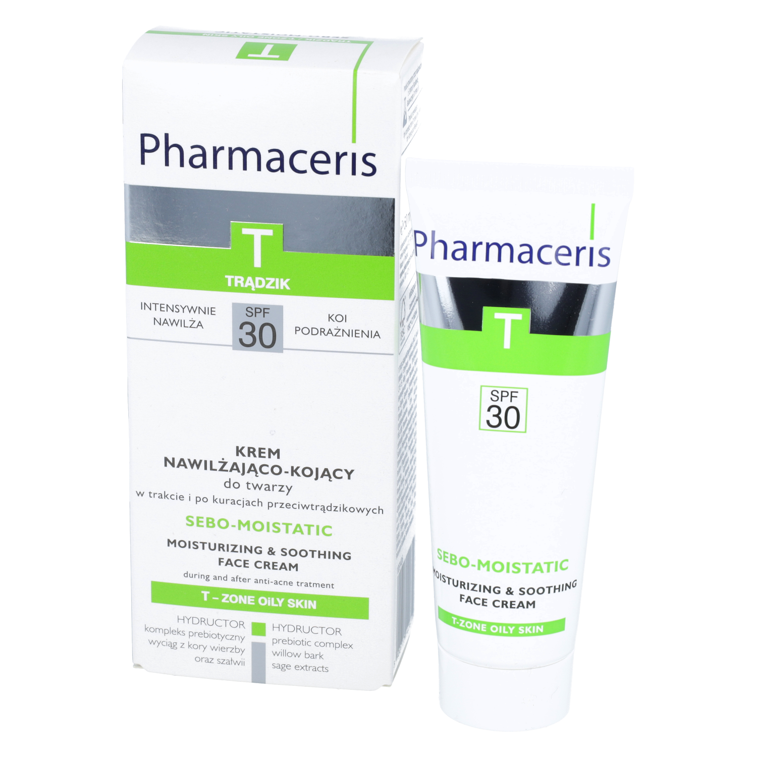 Pharmaceris t sebo-moistatic - krem nawilżająco-kojący do twarzy w trakcie i po kuracjach przeciwtrądzikowych, spf 30, 50 ml