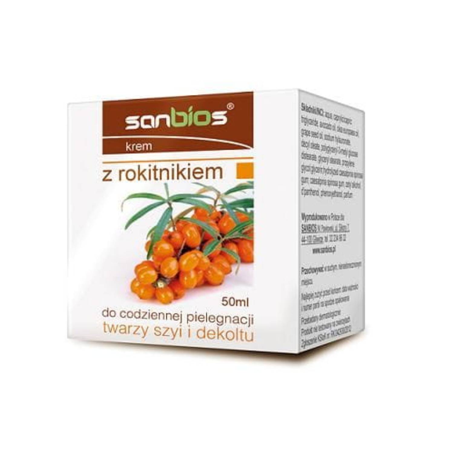 Sanbios krem z rokitnikiem - krem do codziennej pielęgnacji twarzy szyi i dekoltu, 50 ml