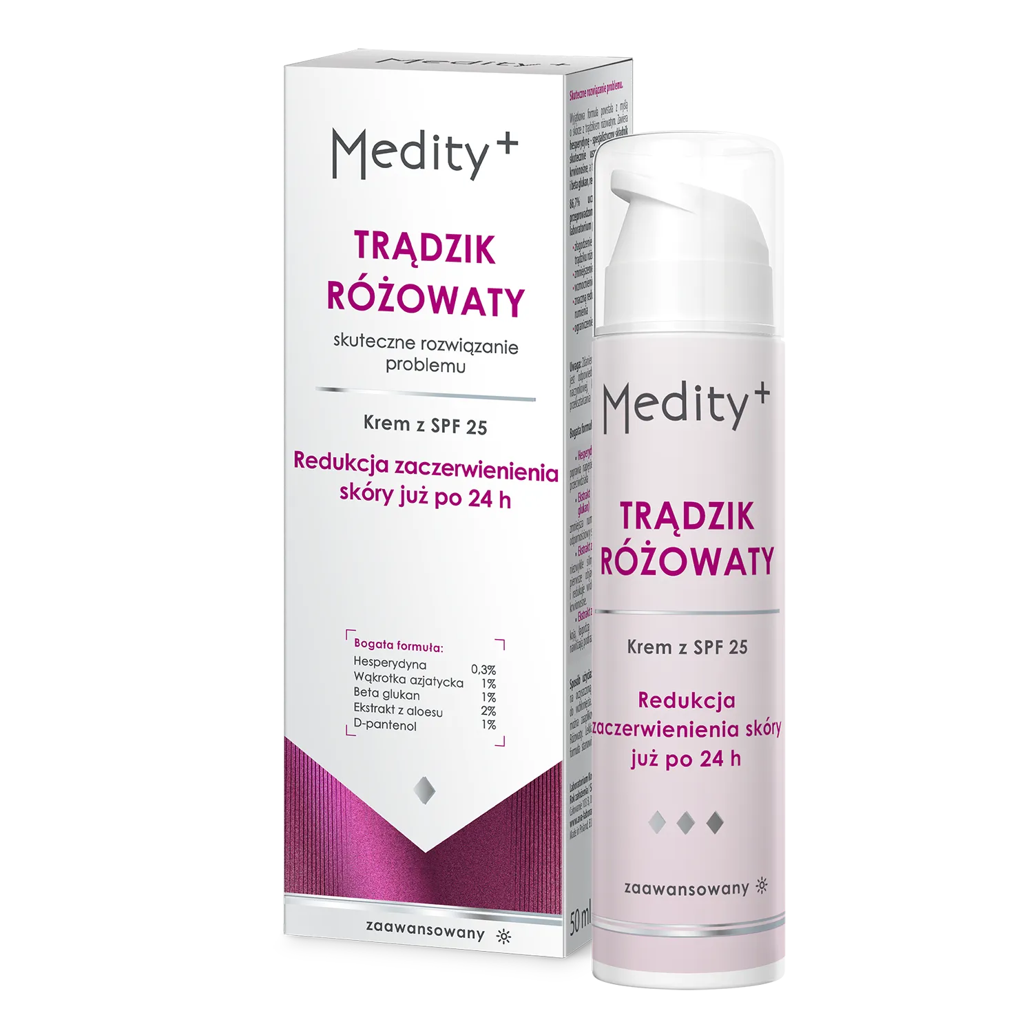Medity+ - krem do twarzy na dzień, na trądzik różowaty, spf25, 50 ml
