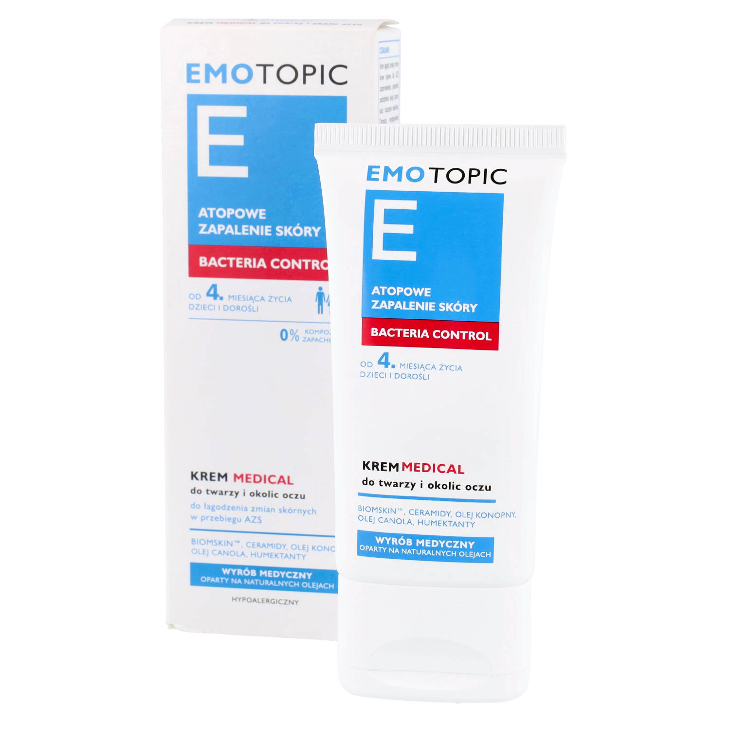 Emotopic bacteria control - krem medical do twarzy i okolic oczu, 50 ml