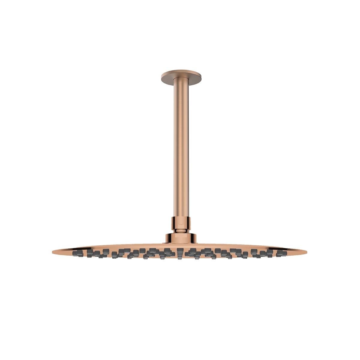 Oltens Vindel deszczownica 30x30 cm okrągła z ramieniem sufitowym Aera miedź szczotkowana 36082610