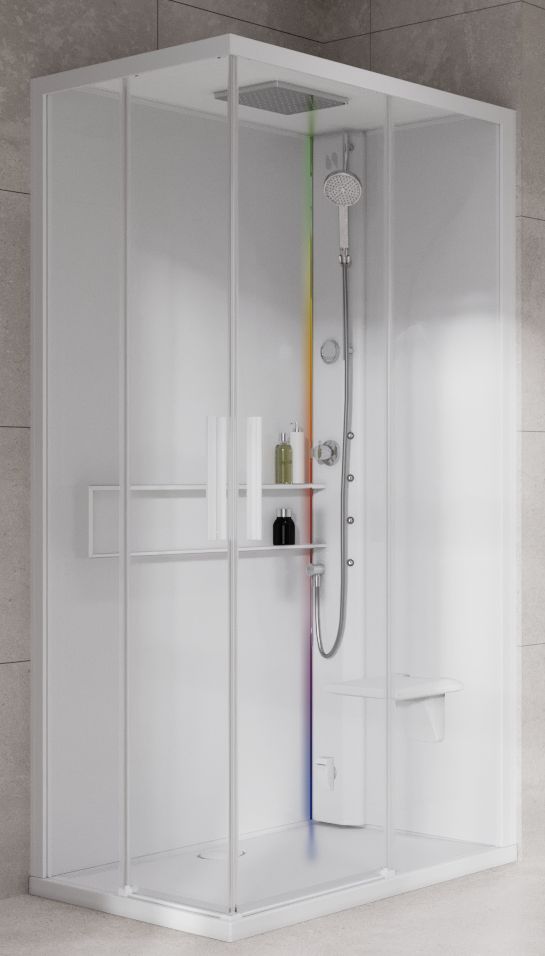 Novellini Glax 2 2.0 A kabina z hydromasażem 90x90 cm parowa z brodzikiem total biała G22A90M5-1UU