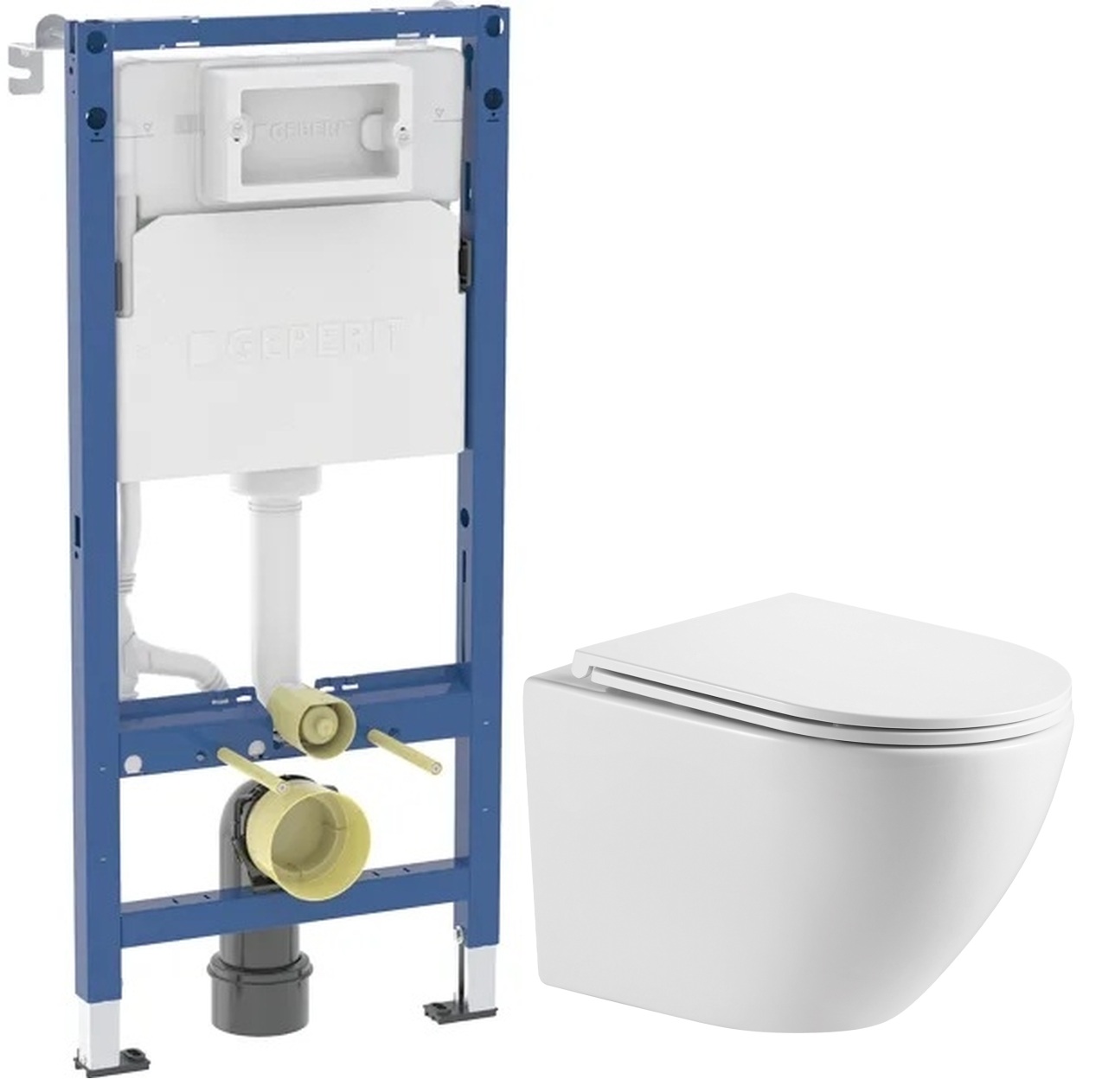 Zestaw Geberit Duofix Delta stelaż podtynkowy z miską WC Omnires Ottawa i deską wolnoopadającą biały (111170002, OTTAWAMWBP) - Wysyłka w 24h