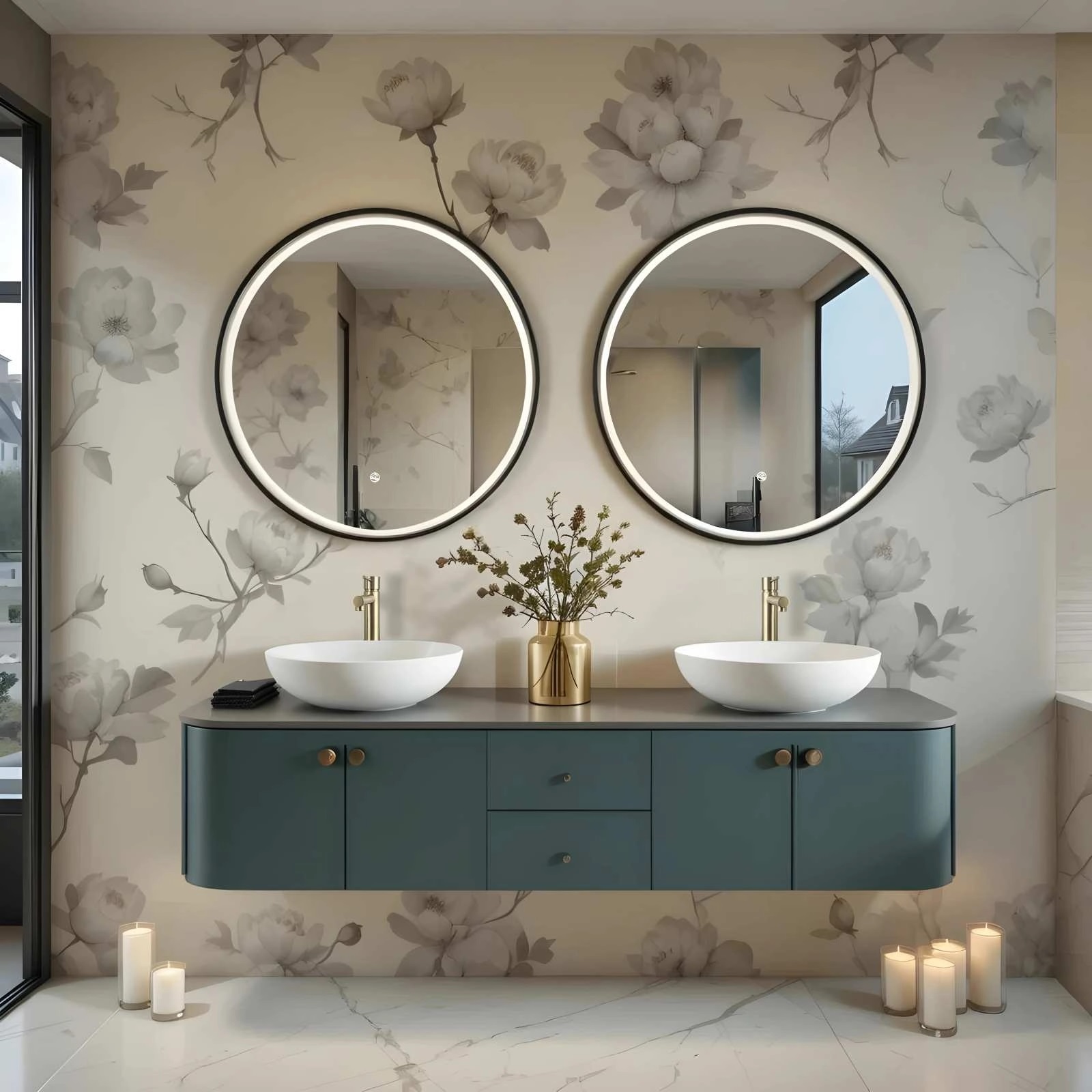 Corsan Tondo lustro 70x70 cm okrągłe z oświetleniem z matą grzewczą GunMetal L0070GM