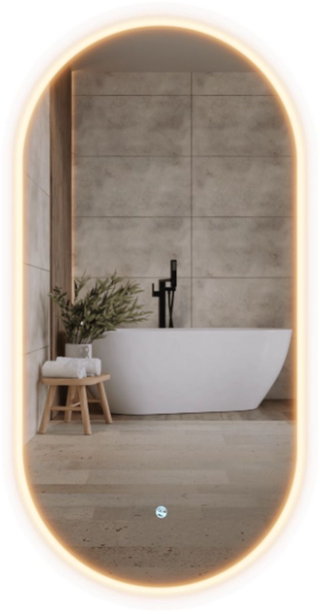 Corsan Ovo lustro 50x100 cm owalne z oświetleniem z matą grzewczą L5010A