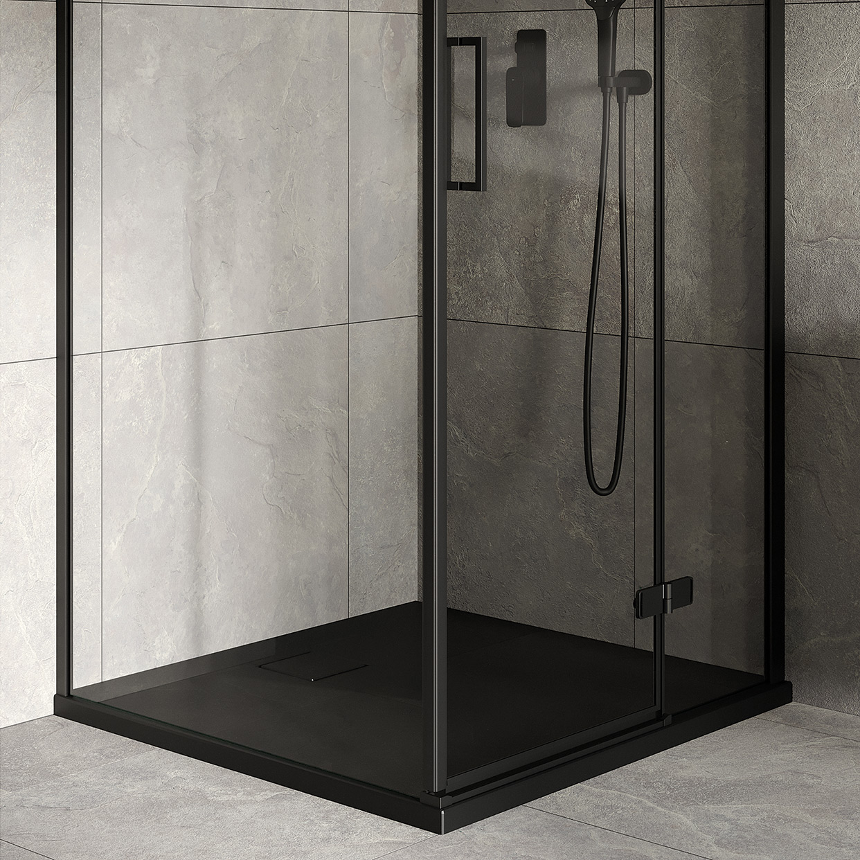 Cersanit Tako Slim brodzik 90x90 cm kwadratowy czarny mat S932-166