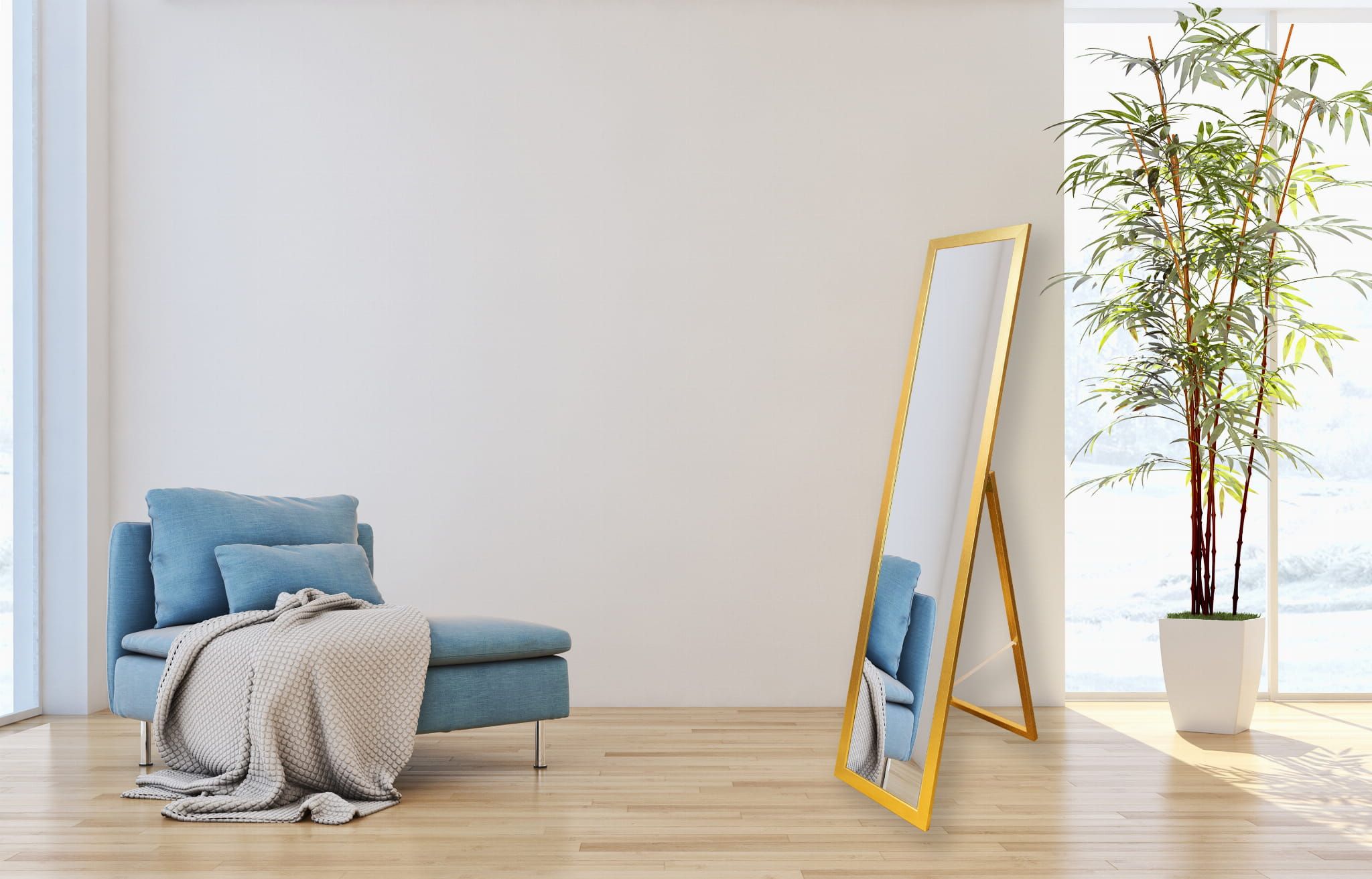 BD Art lustro stojące do garderoby 155x36 cm prostokątne złote 301120000050