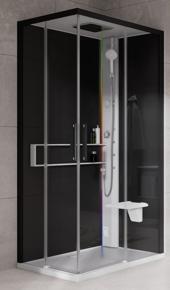 Novellini Glax 2 2.0 A kabina z hydromasażem 90x90 cm parowa z brodzikiem biała G22A90M5-1UH