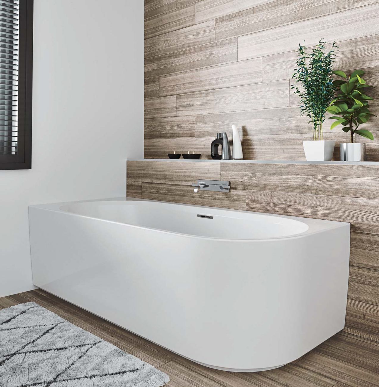 Riho Desire wanna narożna 184x84 cm prostokątna biała B087001005