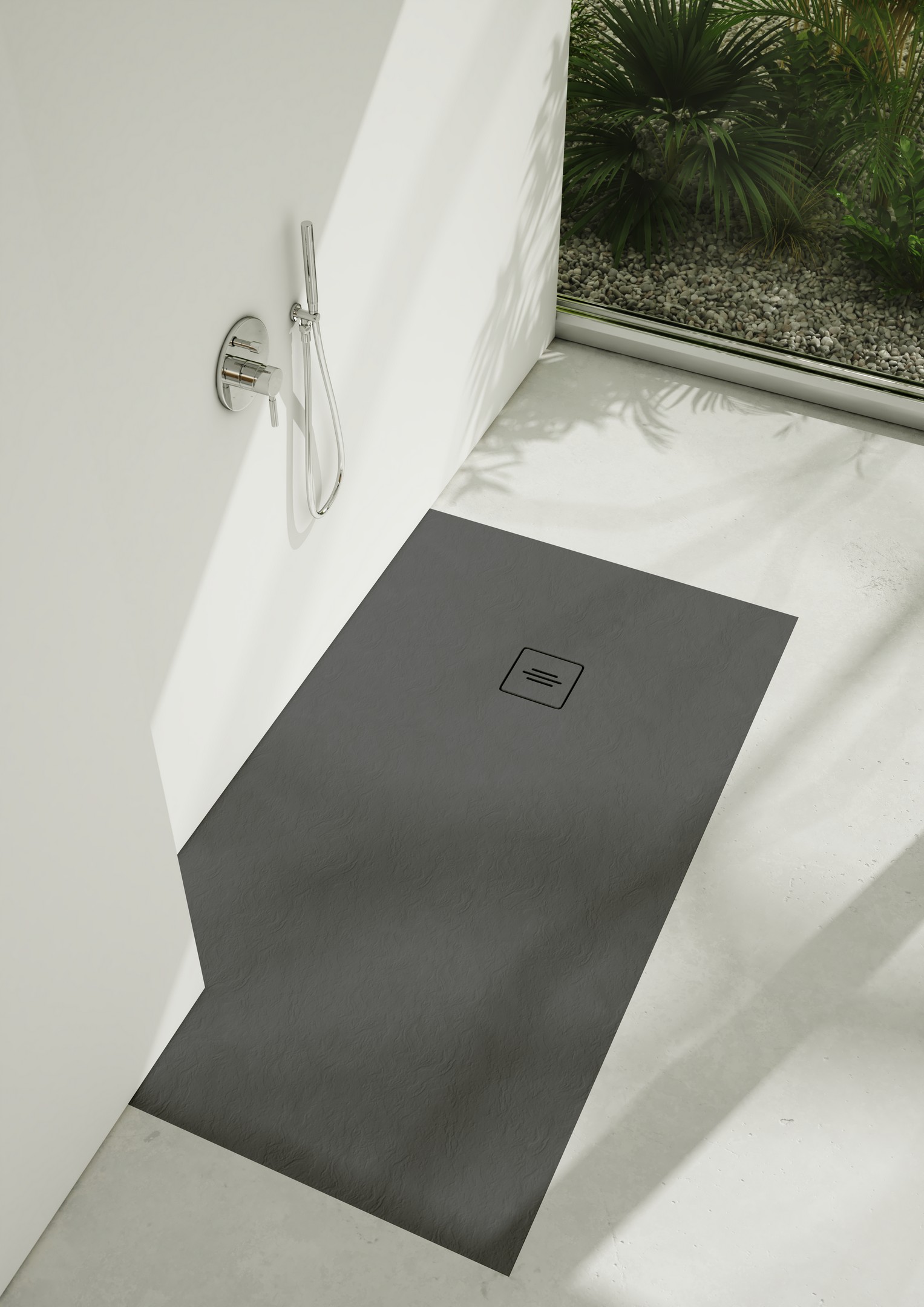 Schedline Protos Grey Stone brodzik 90x90 cm półokrągły szary kamień 3SP.P1O-9090/S/ST-M1/S/ST