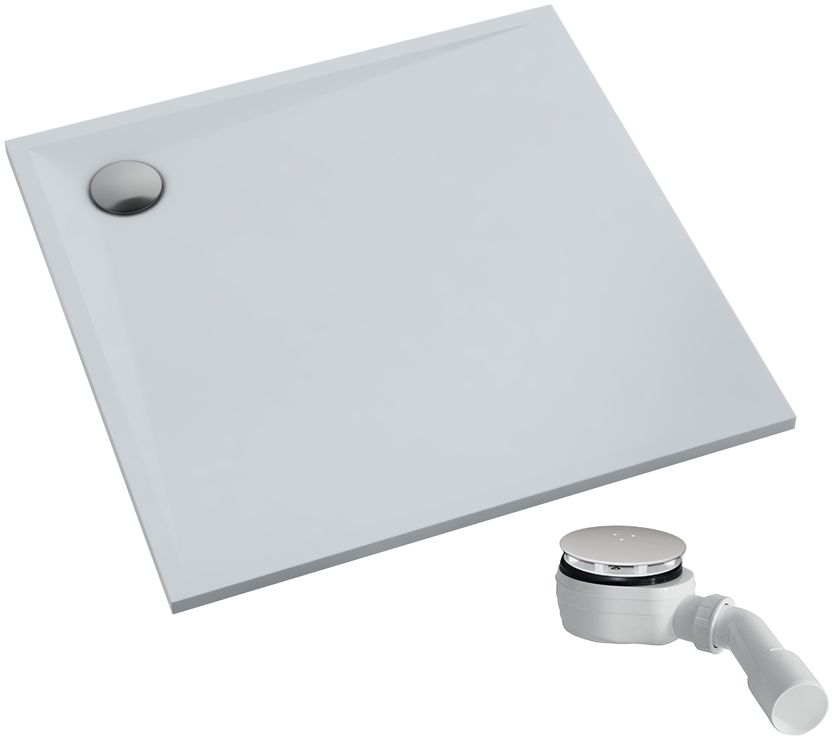 Schedpol Etrusco brodzik 80x80 cm kwadratowy Stonicryl biały 3.460