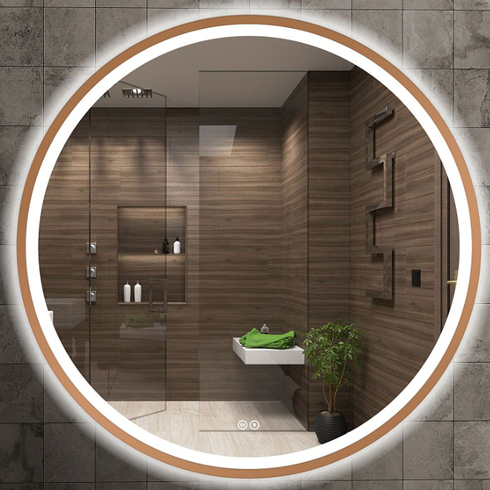 Venti Orion Red Gold lustro 60x60 cm okrągłe z oświetleniem z matą grzewczą miedź - Wysyłka w 24h