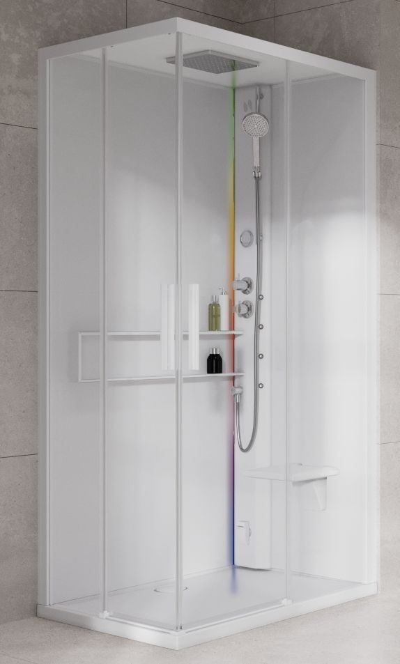 Novellini Glax 2 2.0 A kabina z hydromasażem 90x90 cm parowa z brodzikiem total biała G22A90T5-1UU