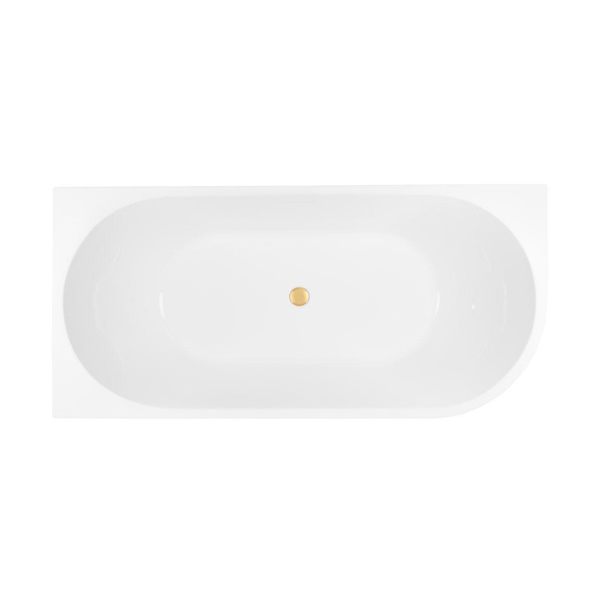 Zestaw Oltens Delva wanna narożna 170x80 cm prostokątna z pokrywą korka biały połysk/złoto szczotkowane (11000000, 09002810) - Wysyłka w 24h