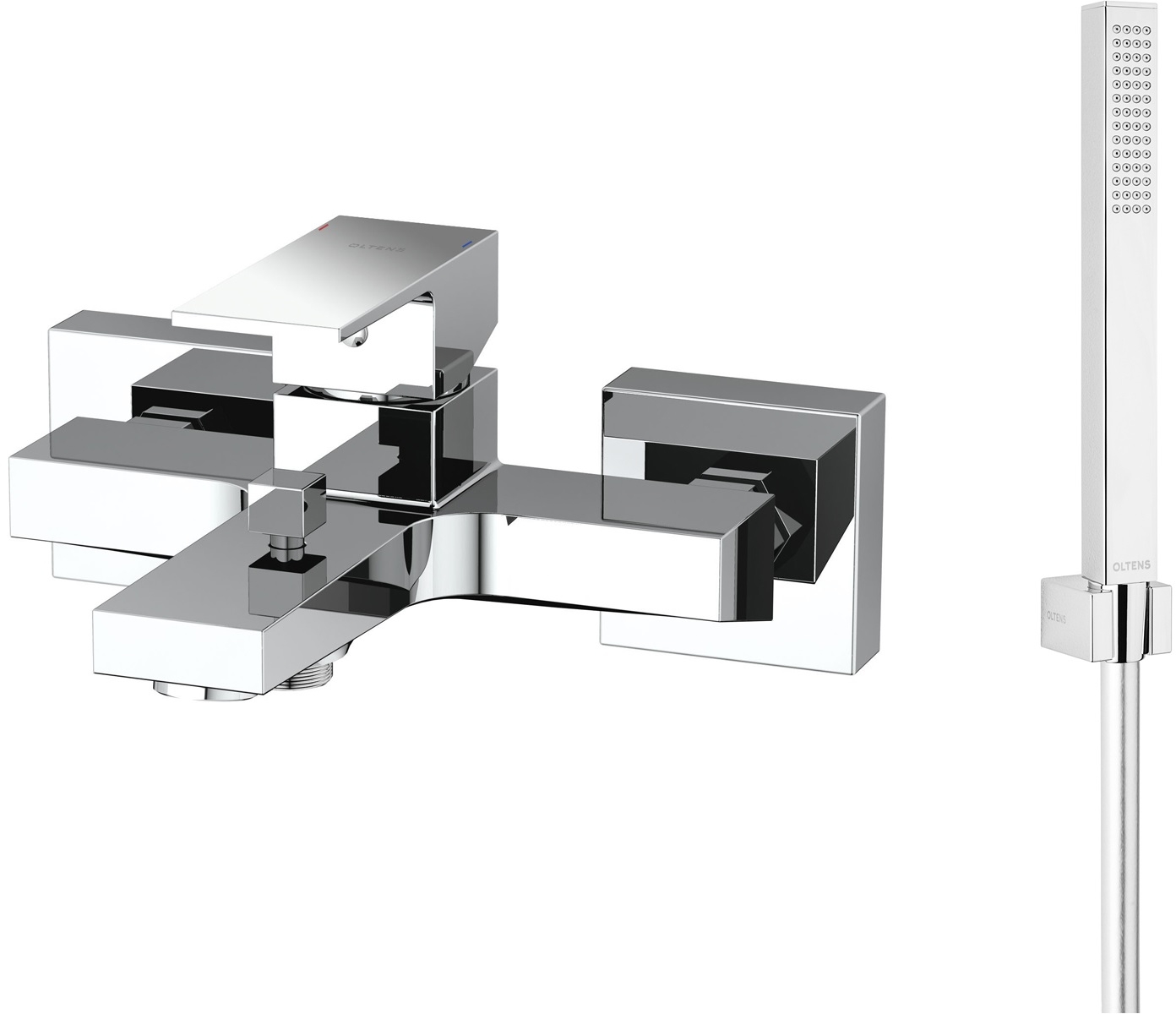 Zestaw Oltens Gota bateria wannowo-prysznicowa ścienna z kompletem natryskowym Sog Gide (S) chrom (34001100, 36011100) - Wysyłka w 24h