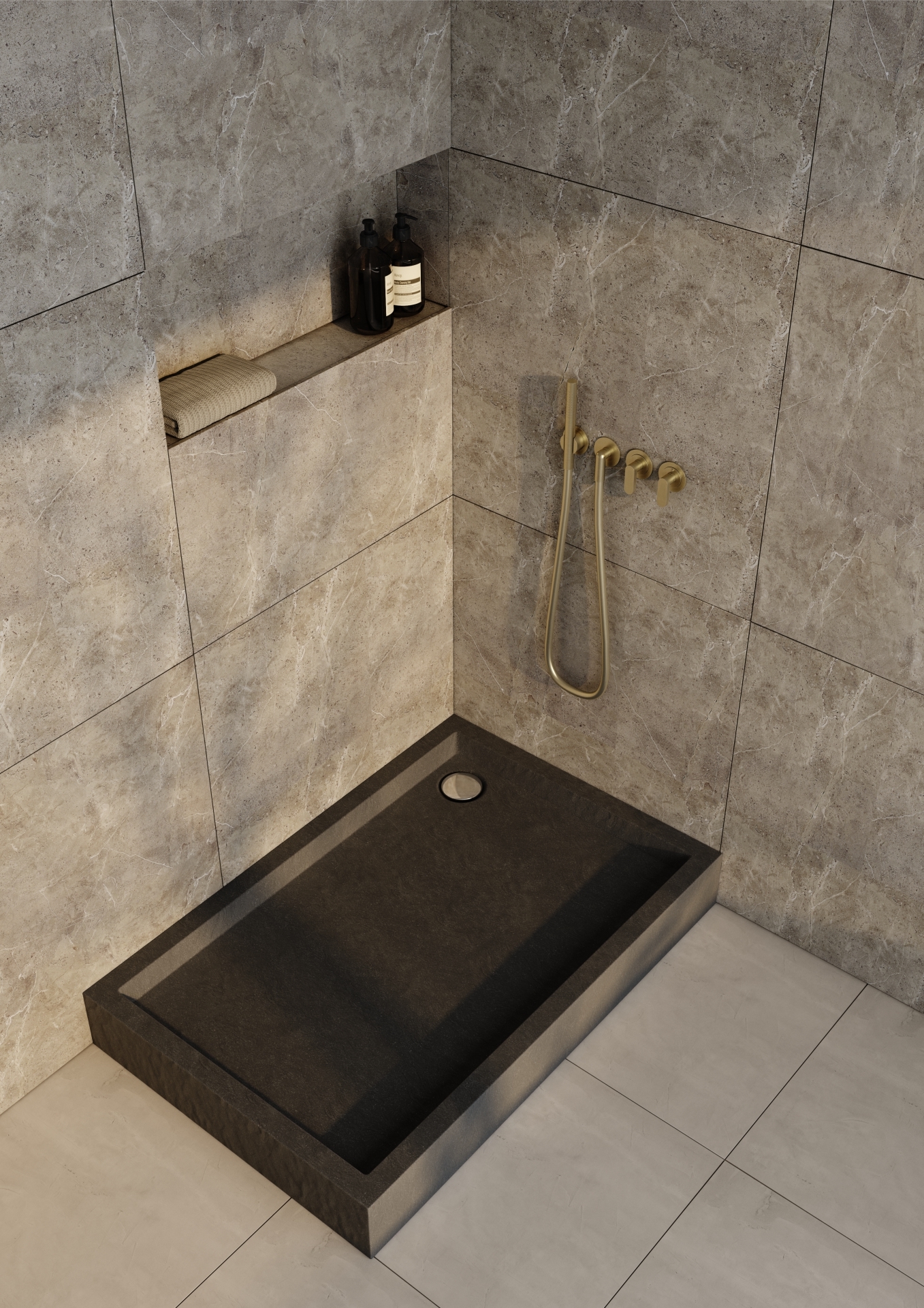 Schedline Favory Plus Black Stone brodzik prostokątny z syfonem 100x80 cm czarny 3ST.F1P-80100/C/ST