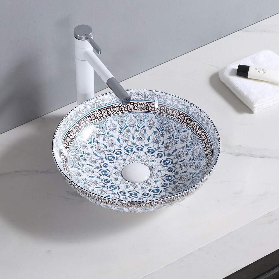 Rea Arte Blue umywalka 40 cm nablatowa okrągła REA-U0267